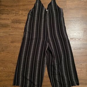 Black Striped Loose Jumpsuit